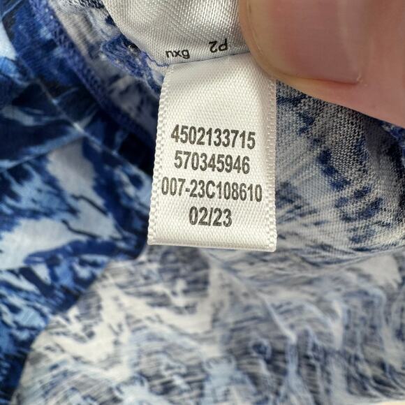 Chico's Geometric Print Scoop Neck T-Shirt Womens XXL Blue Short Sleeve - Picture 7 of 9